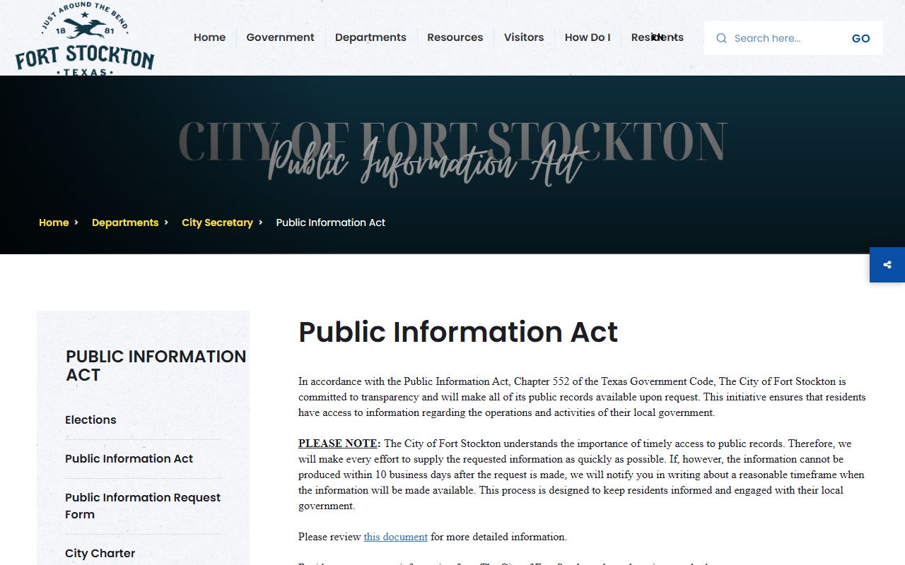 Pecos County inmate records public information request channels